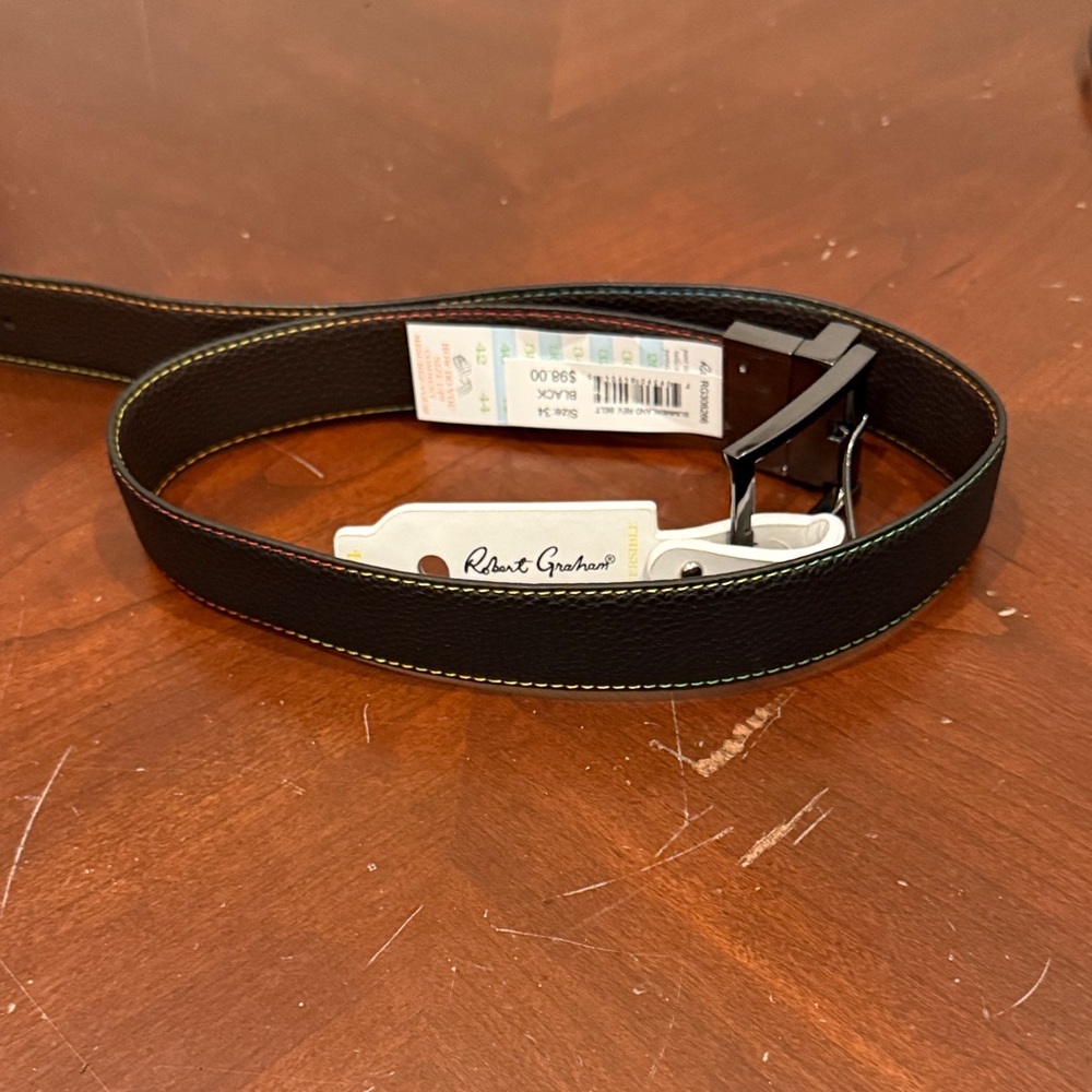 Robert Graham Black Belt Rainbow stitching